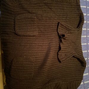 Black Knit Sweater with Pockets
